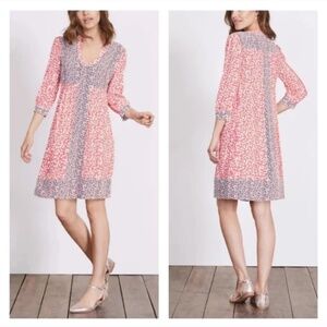 Boden Pink and Gray Floral Print Shift Dress